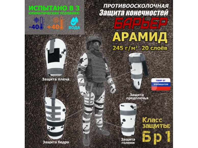 Комплект противоосколочной защиты "Барьер". Арамид (кевлар). Класс защиты Бр 1. 