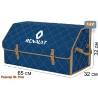 Органайзер-саквояж "Союз" в багажник Renault (Рено), размер XL Plus. Цвет: синий с бежевой прострочкой Ромб.