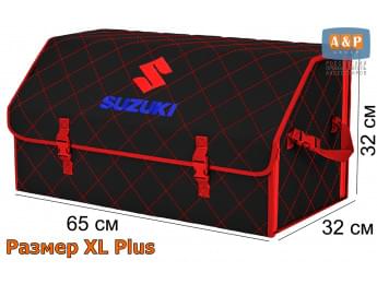 Органайзер-саквояж "Союз" в багажник Suzuki (Сузуки), размер XL Plus. Цвет: черный с красной прострочкой Ромб.