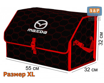 Органайзер-саквояж "Союз" в багажник Mazda (Мазда), размер XL. Цвет: черный с красной прострочкой Соты.