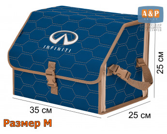 Органайзер-саквояж "Союз" в багажник Infiniti (Инфинити), размер M. Цвет: синий с бежевой прострочкой Соты.