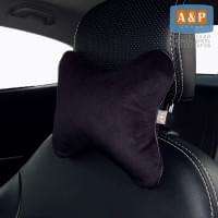Подушка-косточка автомобильная под шею. Маленькая. Велюр. Цвет: черный.
